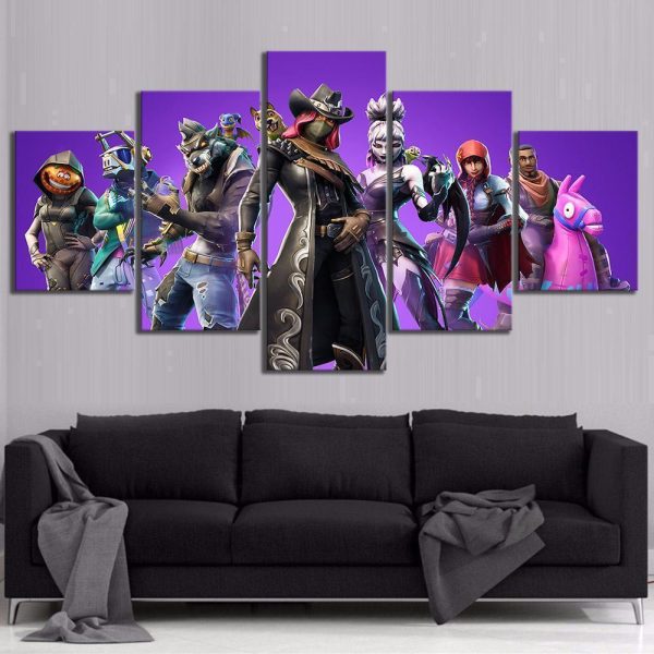 Season 6 Fortnite Skins Gaming - 5 Panel Canvas Art Wall Decor