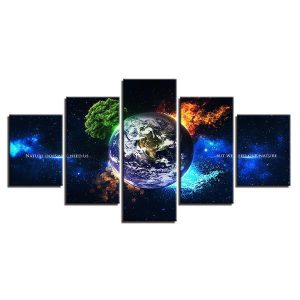 Season Fall Summer Spring Tree - Sapce 5 Panel Canvas Art Wall Decor