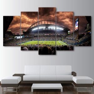 Seattle Seahawks Centurylink Field Football Stadium - Sport 5 Panel Canvas Art Wall Decor-CV