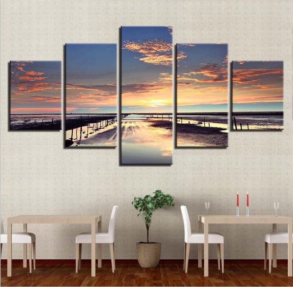 Seaview 1 - Space 5 Panel Canvas Art Wall Decor