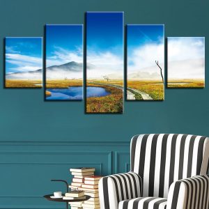 Seaview Mountain 1 - Nature 5 Panel Canvas Art Wall Decor