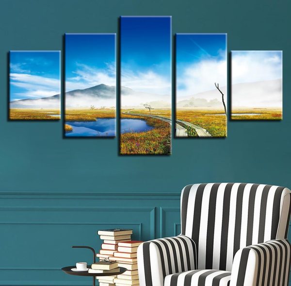 Seaview Mountain 1 - Nature 5 Panel Canvas Art Wall Decor