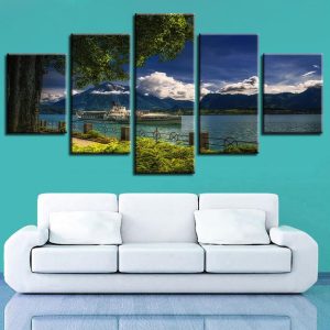 Seaview Mountain 6 - Nature 5 Panel Canvas Art Wall Decor