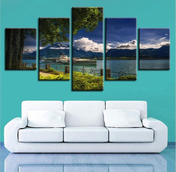 Seaview Mountain 6 - Nature 5 Panel Canvas Art Wall Decor