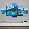 Seaview Mountain Peaks Sunshine - Nature 5 Panel Canvas Art Wall Decor