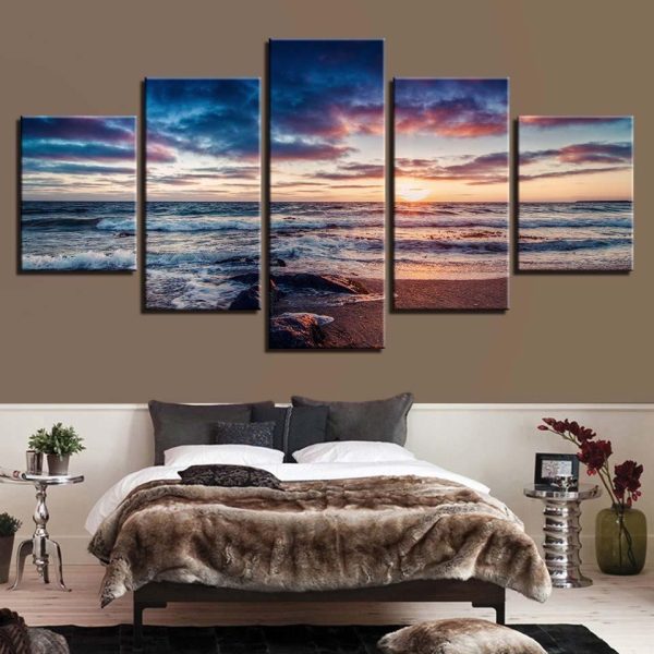 Seaview Sky - Nature 5 Panel Canvas Art Wall Decor