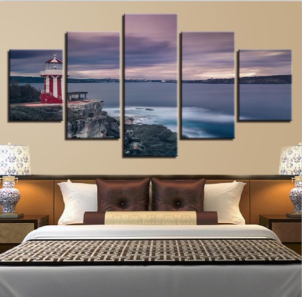 Seaview Sunshine 1 - Nature 5 Panel Canvas Art Wall Decor