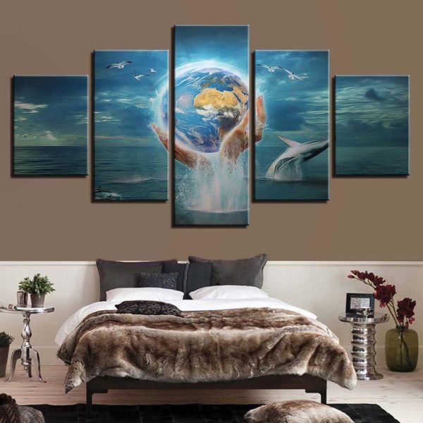 Seaview Sunshine 10 - Nature 5 Panel Canvas Art Wall Decor