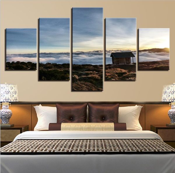 Seaview Sunshine 2 - Nature 5 Panel Canvas Art Wall Decor