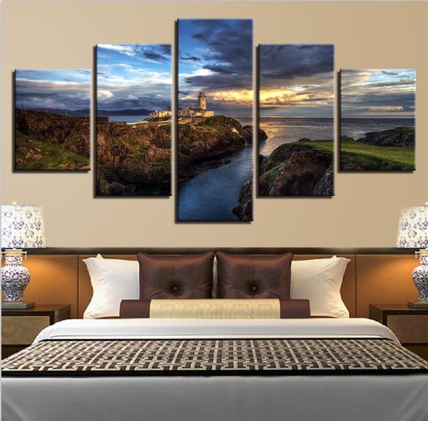 Seaview Sunshine 4 - Nature 5 Panel Canvas Art Wall Decor