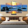 Seaview Sunshine 5 - Nature 5 Panel Canvas Art Wall Decor