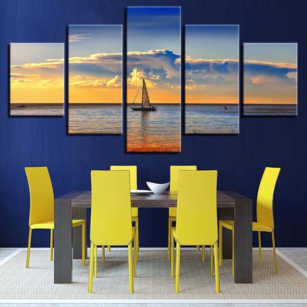 Seaview Sunshine 7 - Nature 5 Panel Canvas Art Wall Decor