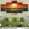 Seaview Sunshine 8 - Nature 5 Panel Canvas Art Wall Decor