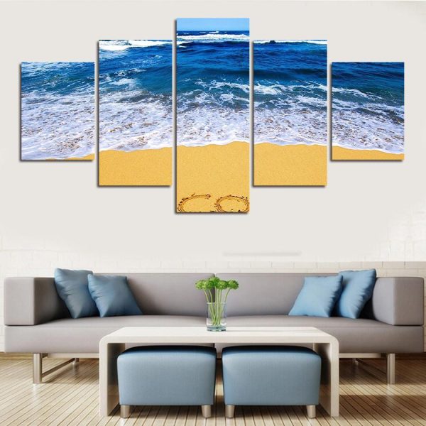 Seawaves - Space 5 Panel Canvas Art Wall Decor