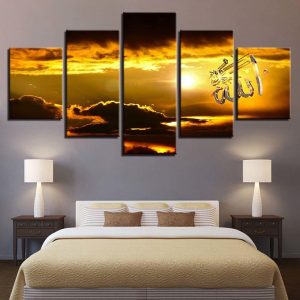 Setting Sun - Nature 5 Panel Canvas Art Wall Decor