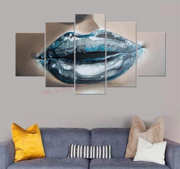 Sexy Abstract Lips Beauty - 5 Panel Canvas Art Wall Decor