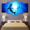 Shark In The Blue Sea Ocean - 5 Panel Canvas Art Wall Decor