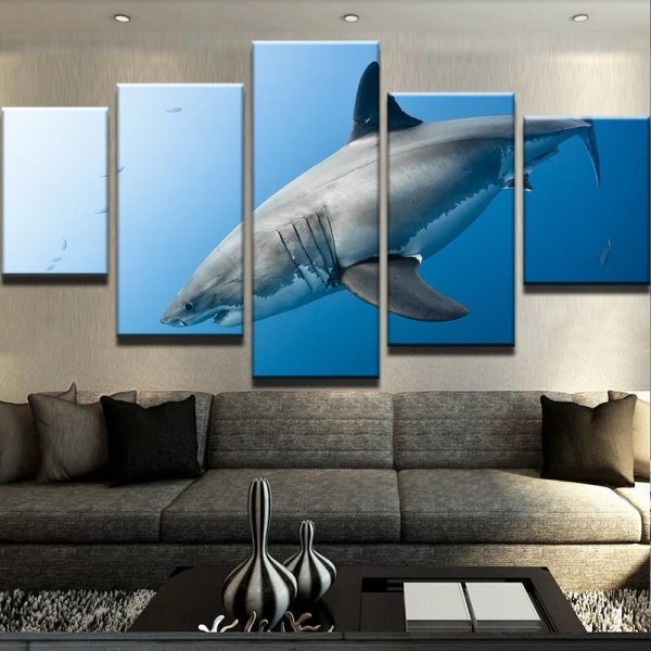 Shark - Animal 5 Panel Canvas Art Wall Decor