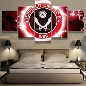 Sheffield United Thunder Logo Soccer - 5 Panel Canvas Art Wall Decor