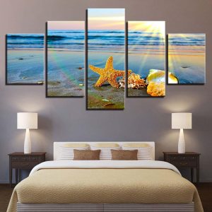 Shell Starfish 3 - Space 5 Panel Canvas Art Wall Decor