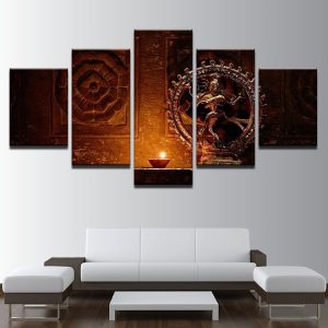 Shiva Nataraja Statue India God Vintage - Religion 5 Panel Canvas Art Wall Decor