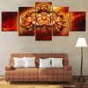 Shri Panchmukhi Hanuman - Religion 5 Panel Canvas Art Wall Decor