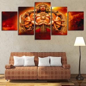 Shri Panchmukhi Hanuman - Religion 5 Panel Canvas Art Wall Decor