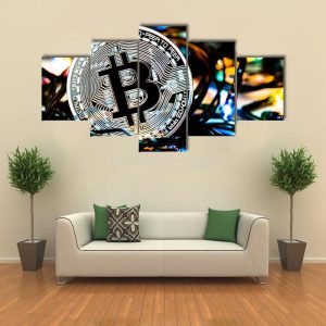 Silver Bitcoin - Career 5 Panel Canvas Art Wall Decor