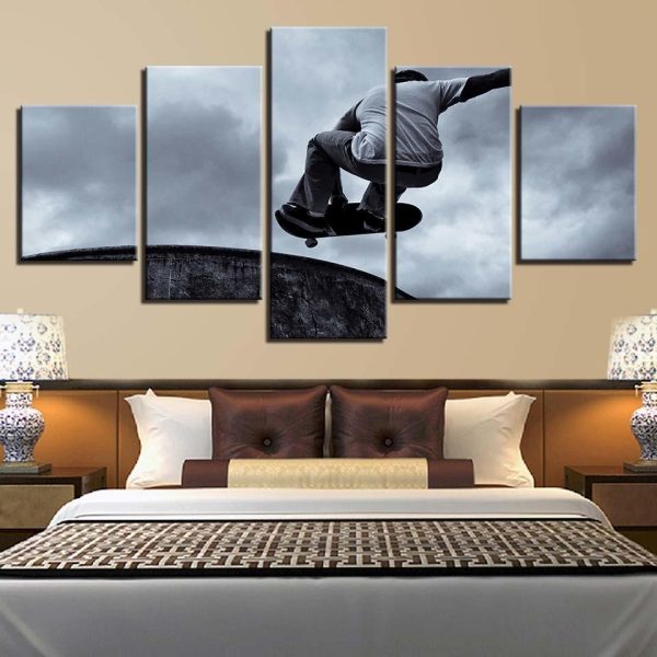 Skateboard Boy 6 - Sport 5 Panel Canvas Art Wall Decor