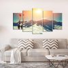 Skiing Snow Mountains Ski - Sport 5 Panel Canvas Art Wall Decor