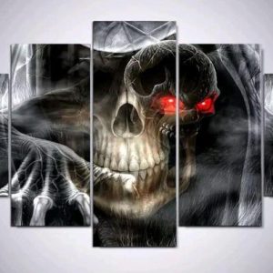 Skull 1 - Abstract 5 Panel Canvas Art Wall Decor