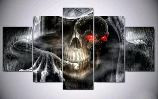 Skull 1 - Abstract 5 Panel Canvas Art Wall Decor