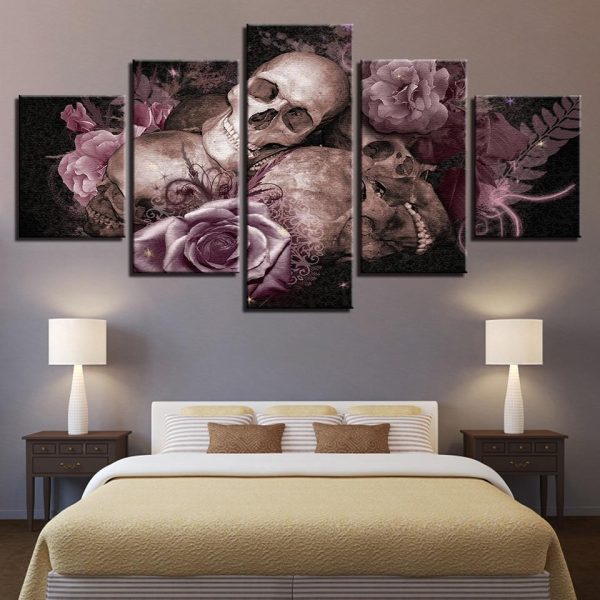 Skull 24 - Abstract 5 Panel Canvas Art Wall Decor