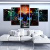 Skulls And Roses - Abstract 5 Panel Canvas Art Wall Decor