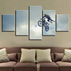 Sky Motorcycle - Automative 5 Panel Canvas Art Wall Decor