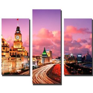 Skyline In Pink - Nature 5 Panel Canvas Art Wall Decor