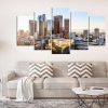 Skyline Los Angeles California - Nature 5 Panel Canvas Art Wall Decor