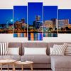 Skyline Portland Large Oregon Portland Cityscape - Nature 5 Panel Canvas Art Wall Decor