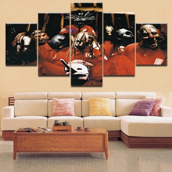 Slipknot Heavy Metal Band 2 Celebrity - 5 Panel Canvas Art Wall Decor