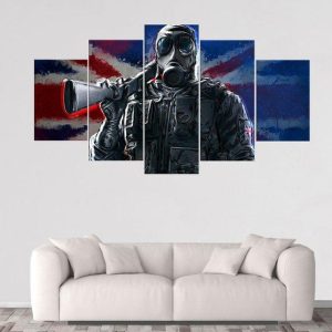 Smoke Rainbow Six Siege - Gaming 5 Panel Canvas Art Wall Decor