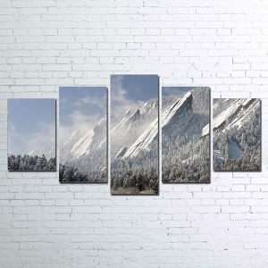 Snow Mountain - Nature 5 Panel Canvas Art Wall Decor