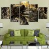 Snow Night Forest Animal Wolves - Animal 5 Panel Canvas Art Wall Decor