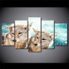 Snow Wolf 01 - Animal 5 Panel Canvas Art Wall Decor