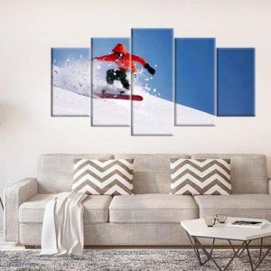 Snowboarding Ski Jumping - Sport 5 Panel Canvas Art Wall Decor