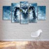 Snowy Owl 01 - Animal 5 Panel Canvas Art Wall Decor