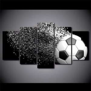 Soccer Ball Exploding Sport - 5 Panel Canvas Art Wall Decor