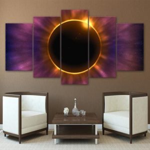 Solar Eclipse - Nature 5 Panel Canvas Art Wall Decor