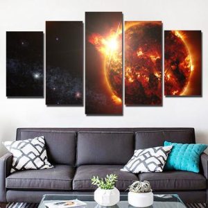 Solar Flare Storm - Space 5 Panel Canvas Art Wall Decor