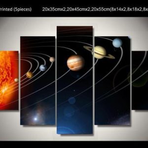 Solar System 02 - Space 5 Panel Canvas Art Wall Decor