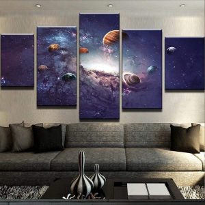 Solar System 1 - Space 5 Panel Canvas Art Wall Decor